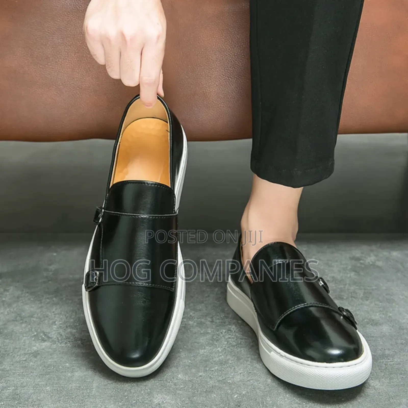 Men's Fashion Casual Double Buckle Leather Shoes Loafers