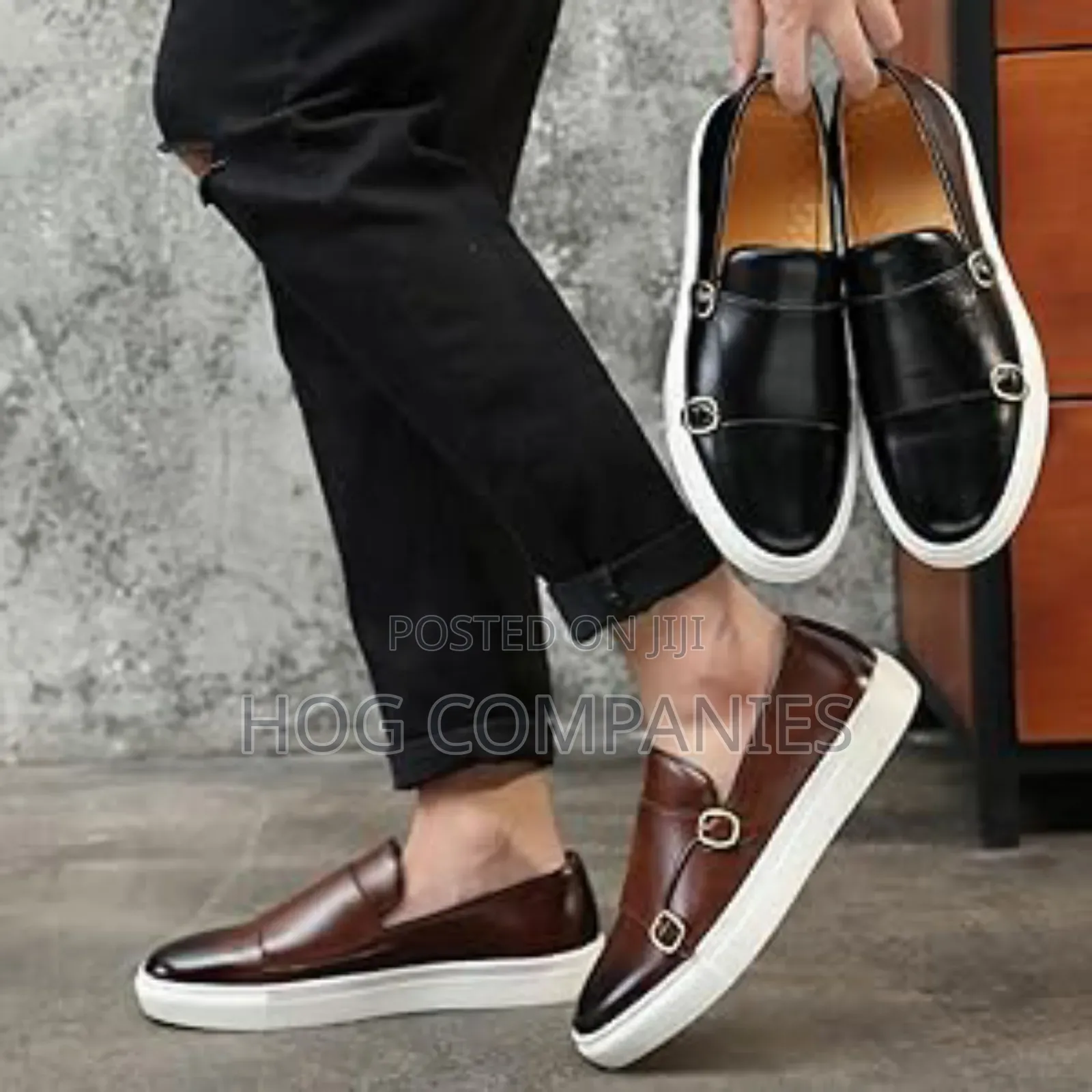Men's Fashion Casual Double Buckle Leather Shoes Loafers