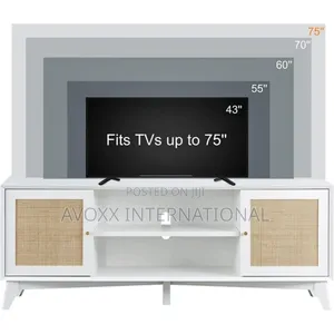 Okd Rattan Tv Stand for a 75-Inch Tv,Wood Tv Console