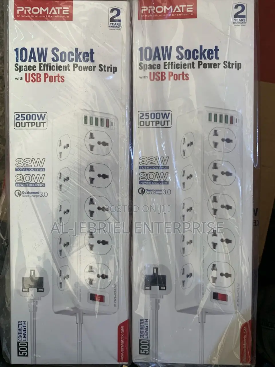 Promate Powermatrix 5meters 10aw Socket Power Strip+Usb Hubs