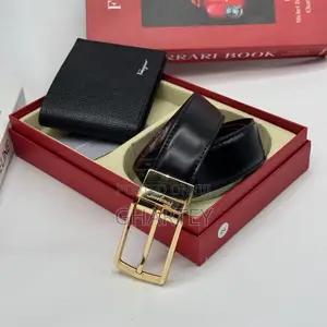 Ferragamo Men’S Leather Wallet Belt Combo