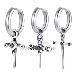 Vintage Stainless Steel Cross Hook Necklace