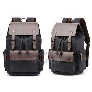 Trendy Large Space Durable Canvas Backpack Black