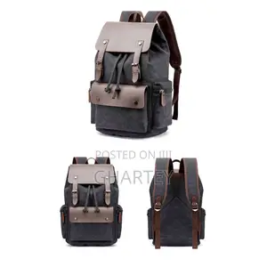 Trendy Large Space Durable Canvas Backpack Black