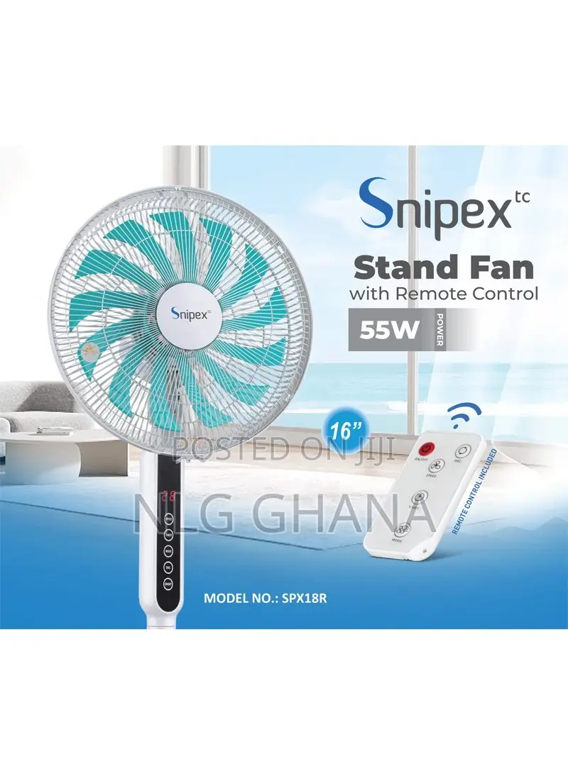 16" 55W 13-Blade Touch Remote Control Pedestal Stand/Desk
