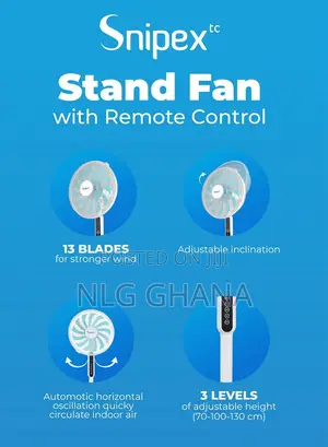 16" 55W 13-Blade Touch Remote Control Pedestal Stand/Desk