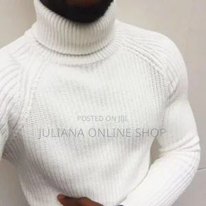 Photo - White Men Turtle Neck Long-sleeved