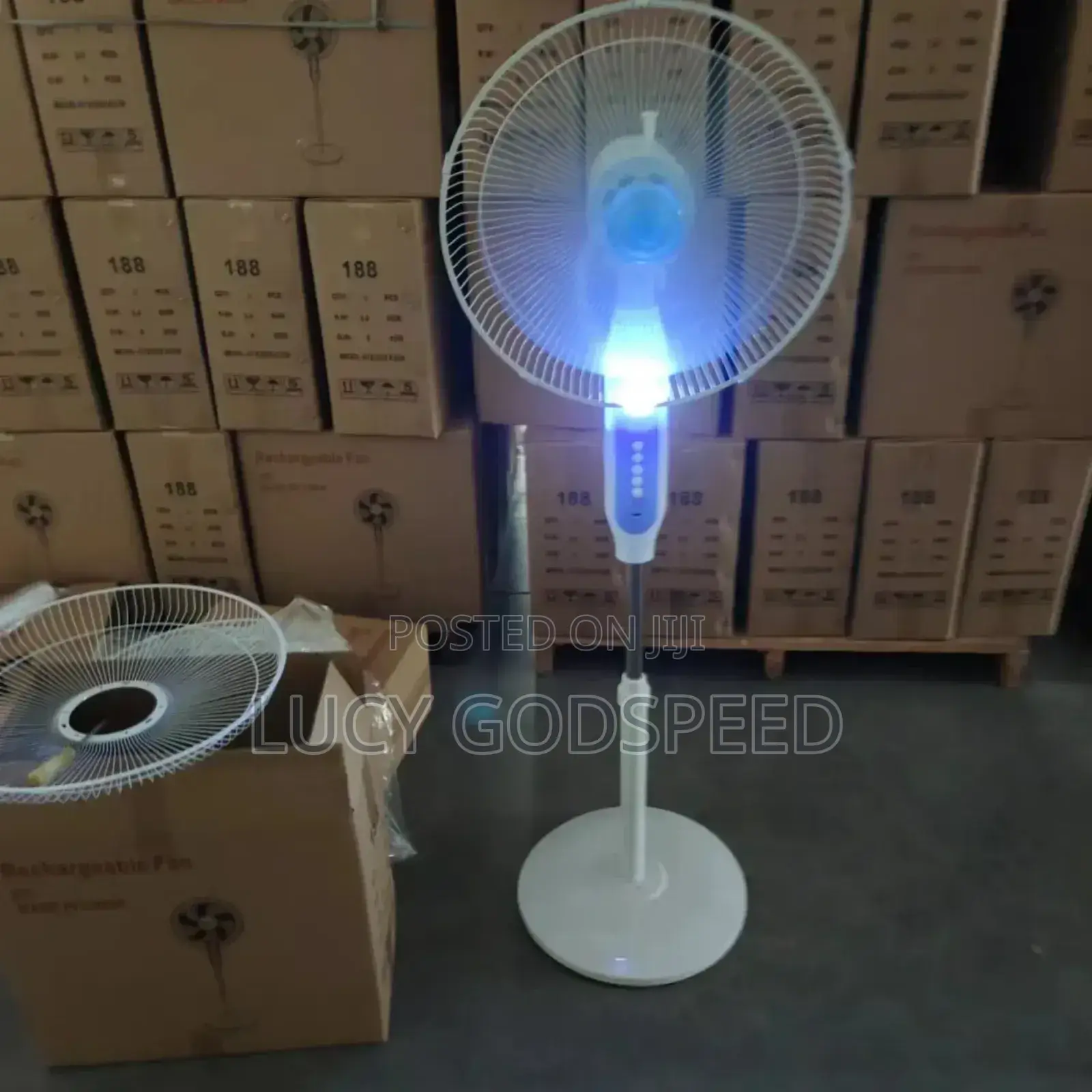 Rechargeable Standing Fan With Solar