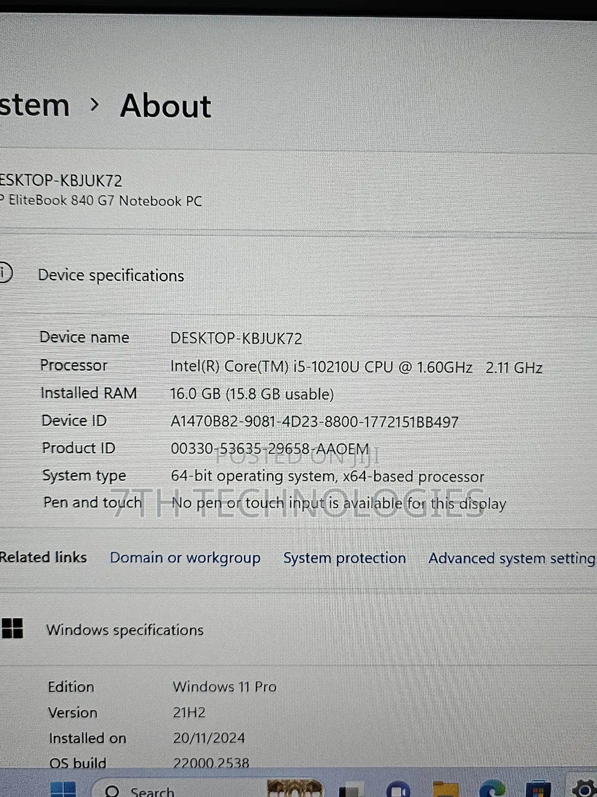 Laptop HP EliteBook 840 G7 16GB Intel Core I5 SSD 256GB