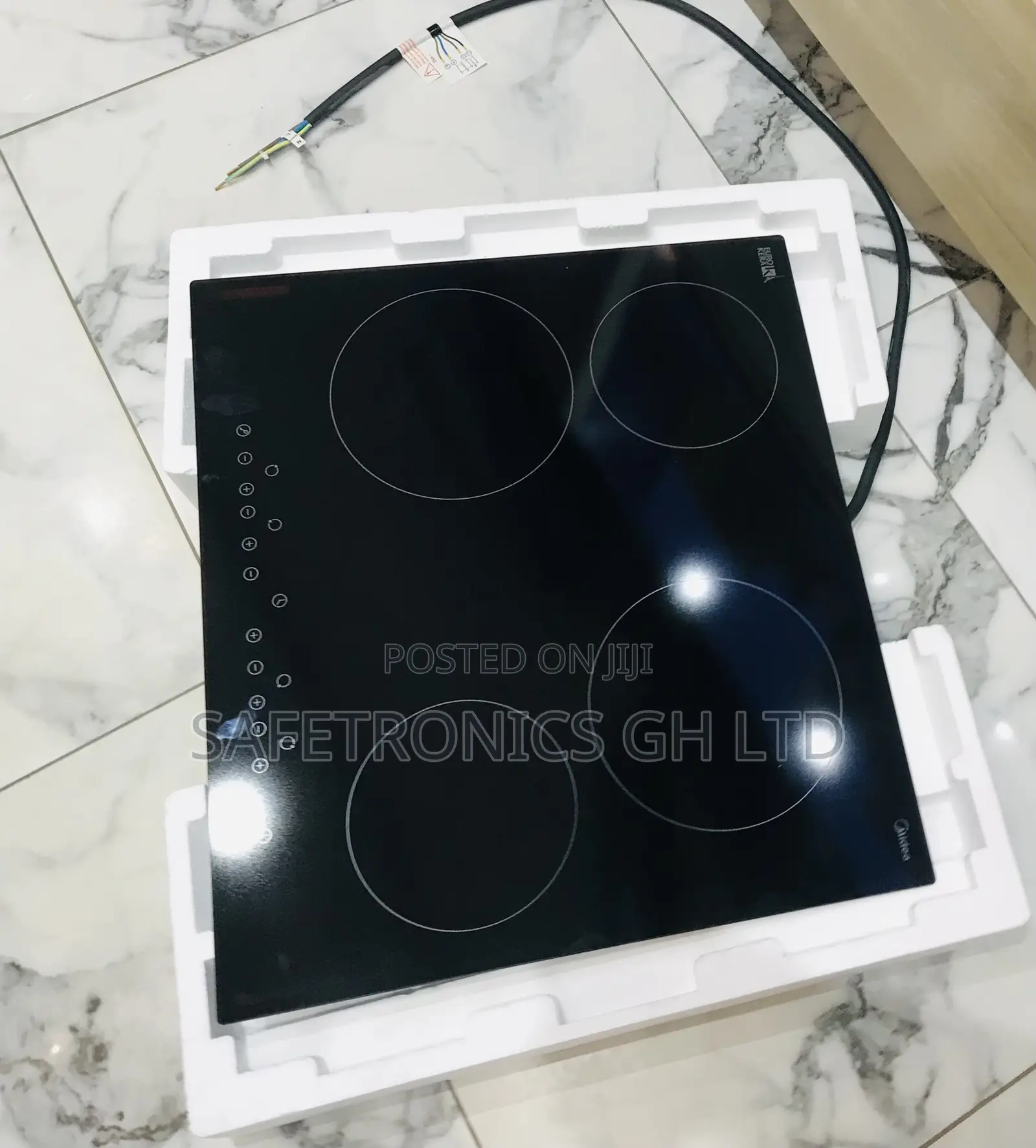 Powerful Midea Black Glass 60cm 4 Hobs Hotplates