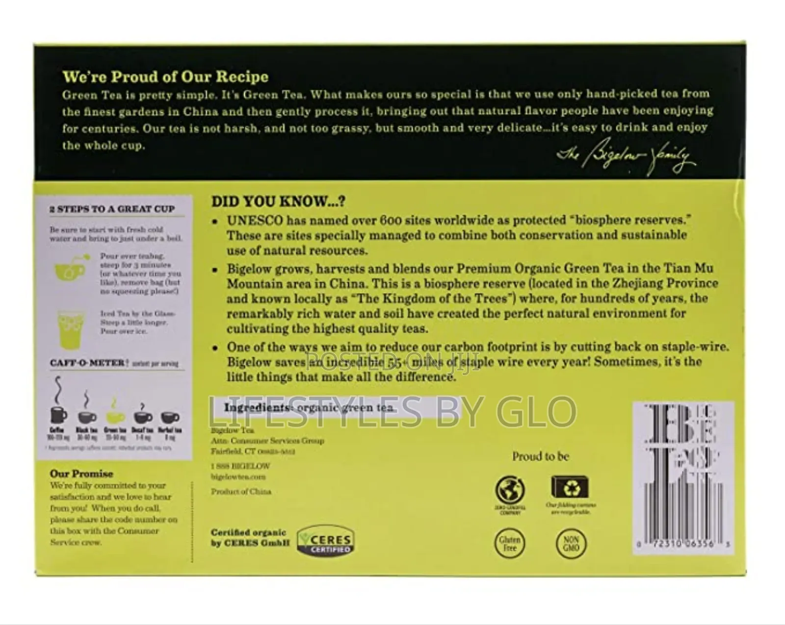 Bigelow Premium Organic Green Tea Bags
160 Ct