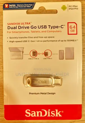 Sandisk Ultra Dual Drive Luxe USB Type-C 64gb Metal Design U