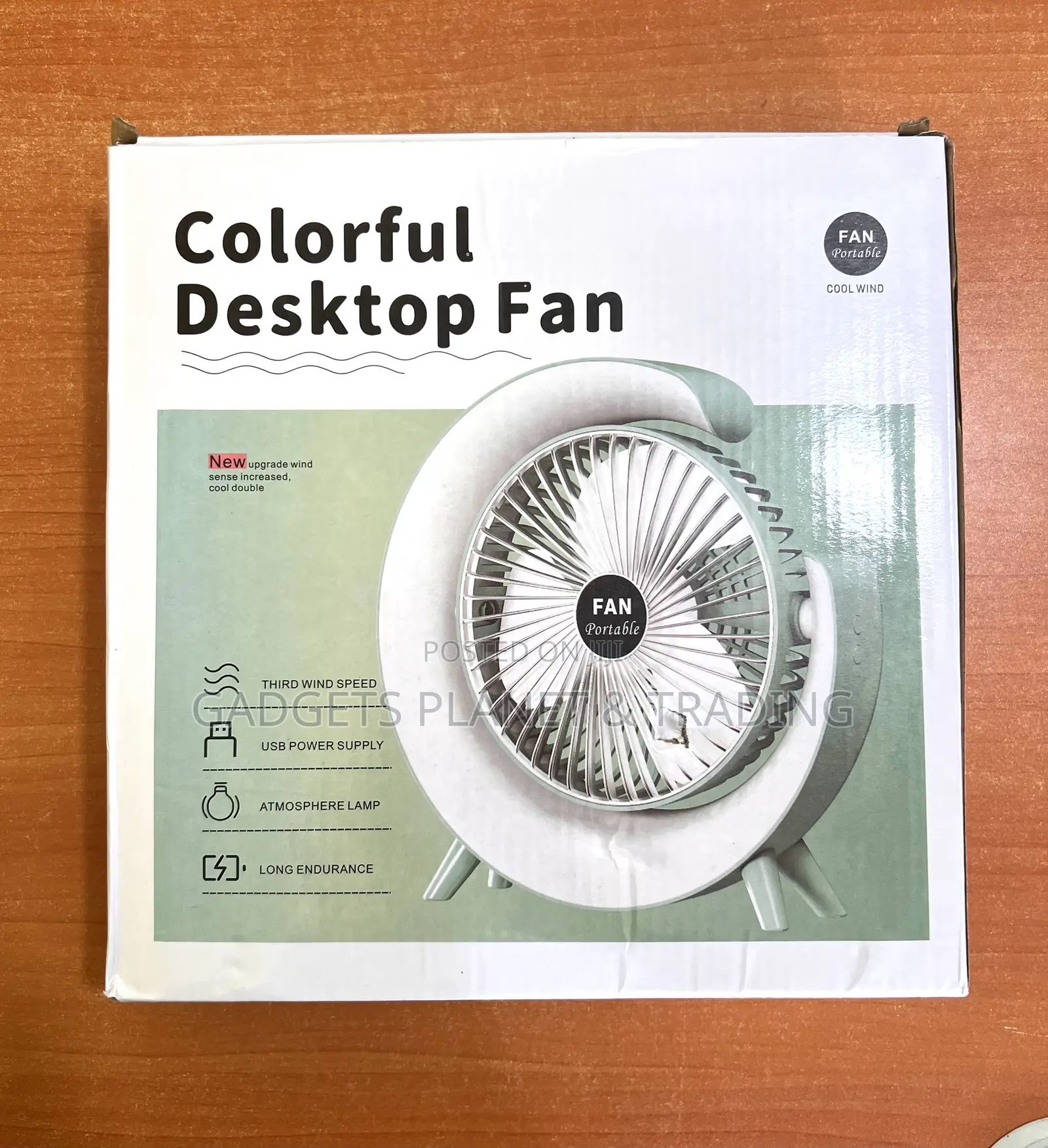 Portable Colorful Desktop Rechargeable Fan + Ambient Light