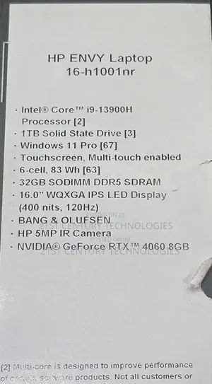 New Laptop HP Envy 16 Gaming 16-H1023dx 32GB Intel Core I9 SSD 1T