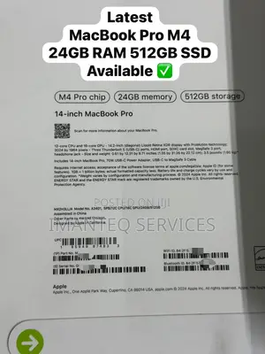 New Laptop Apple MacBook Pro 2024 M4 14-Inch 24GB SSD 512GB