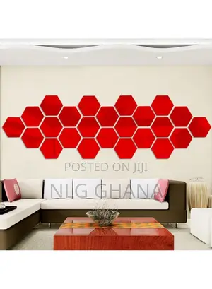 12pcs / Pack Stylish 3D Hexagon Acrylic Decoration Mural Mir