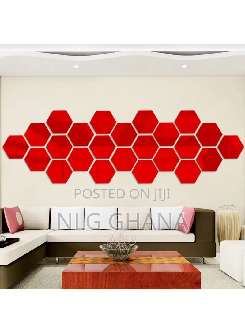 12pcs / Pack Stylish 3D Hexagon Acrylic Decoration Mural Mir