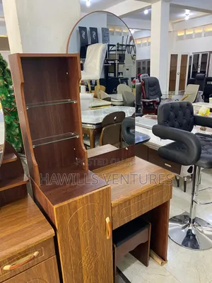 Dressing Mirror With Table and Stool Wooden.