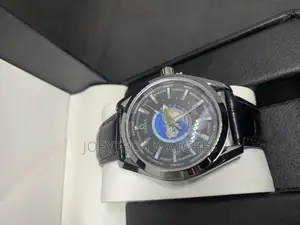 Omega Genuine Leather Strap Watch