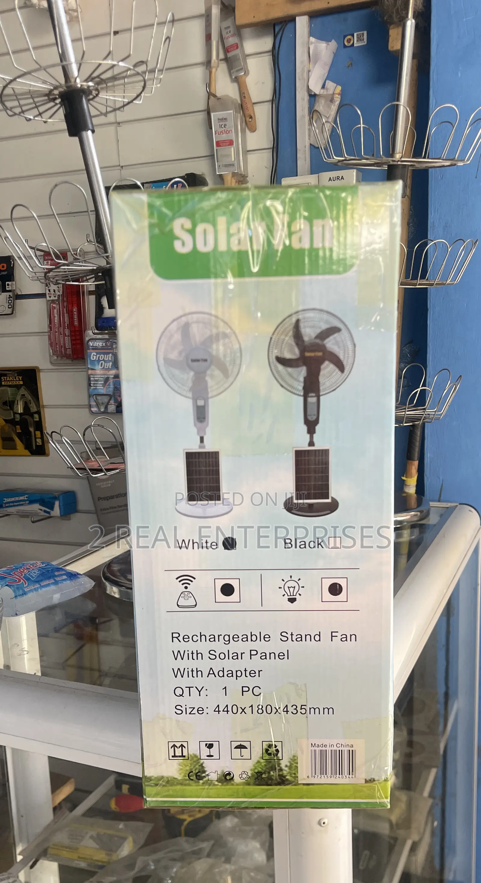 Rechargeable Solar Standing Fan With USB Charger