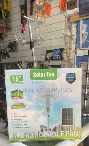 Rechargeable Solar Standing Fan With USB Charger
