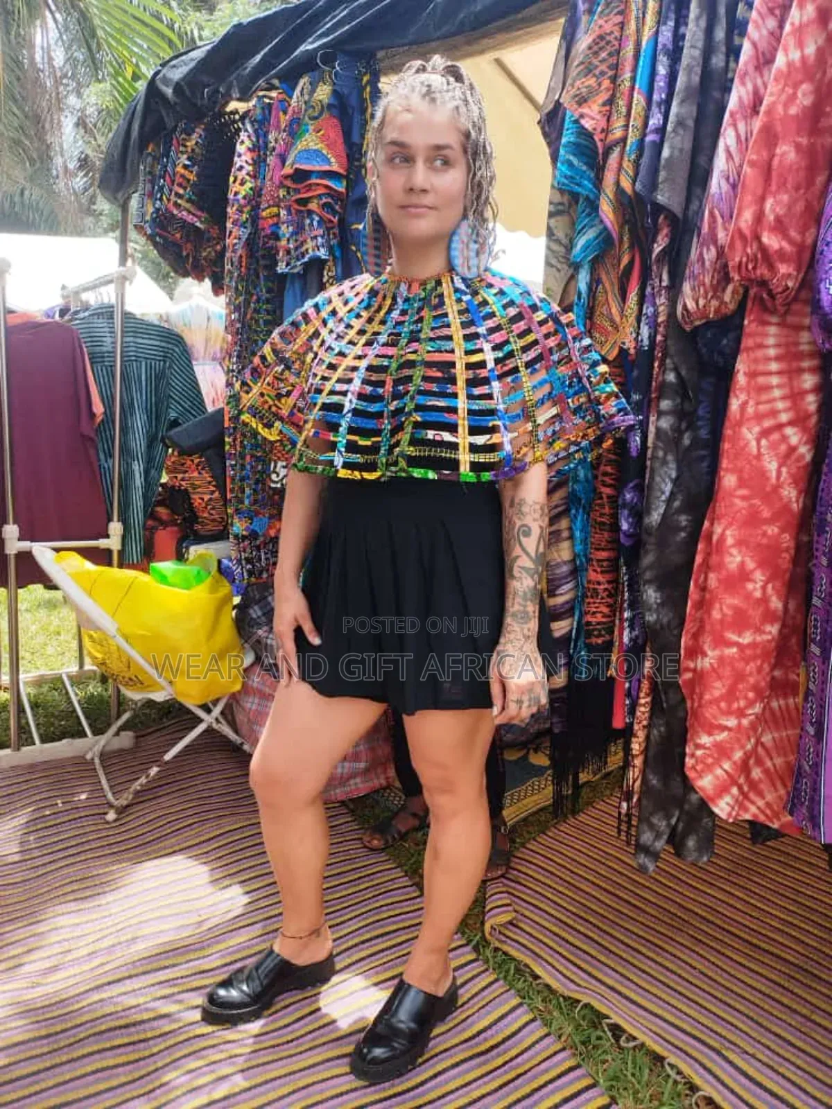 Ankara Patches Cape And Black Cape
