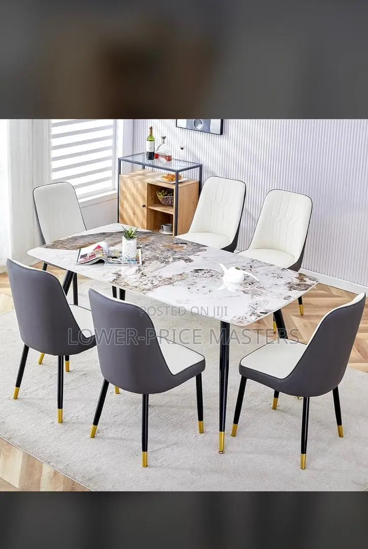 6 Chairs Marble Dining Set
