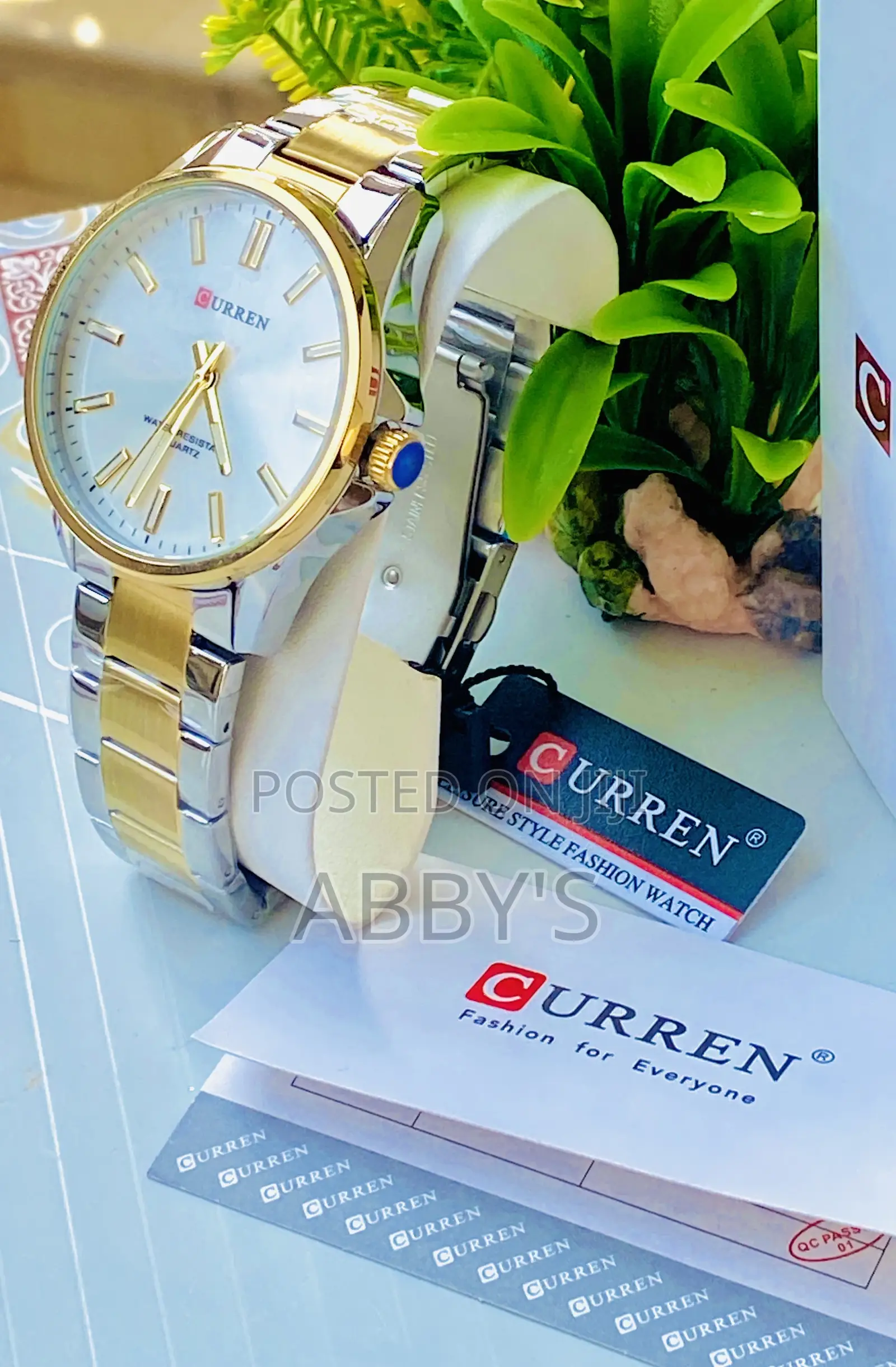 Curren Luxury Silver Gold Band Men’S Watch