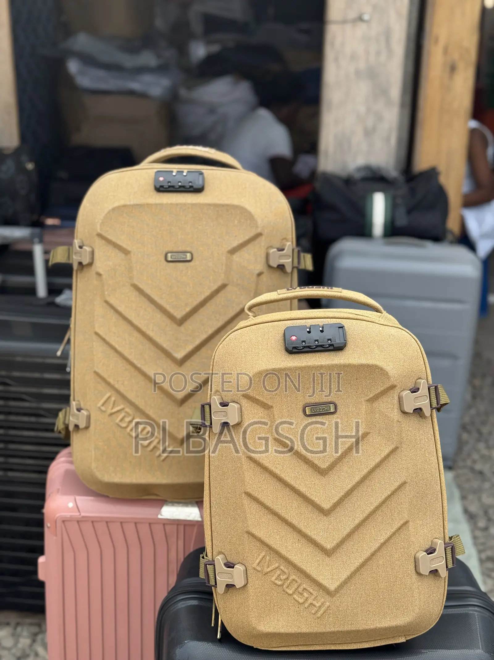 Two in One Khaki Backpack Large and Small at Plbagsgh