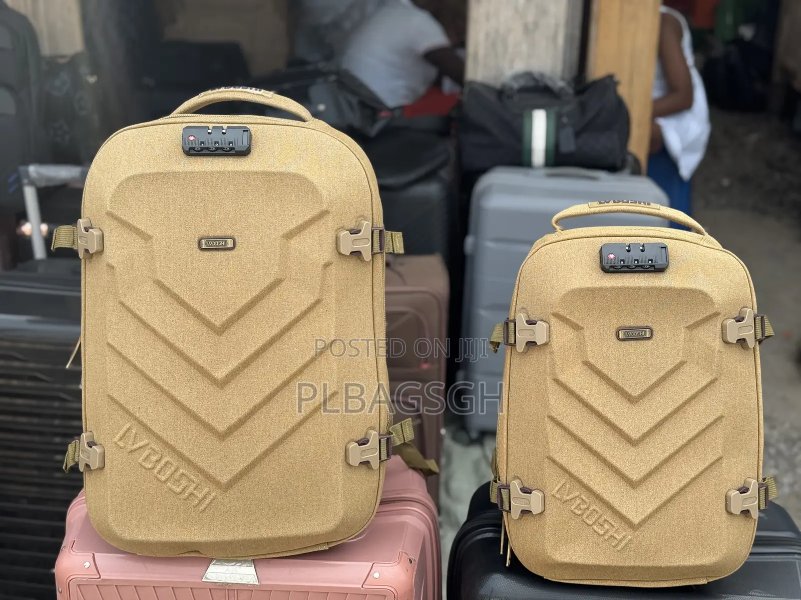 Two in One Khaki Backpack Large and Small at Plbagsgh