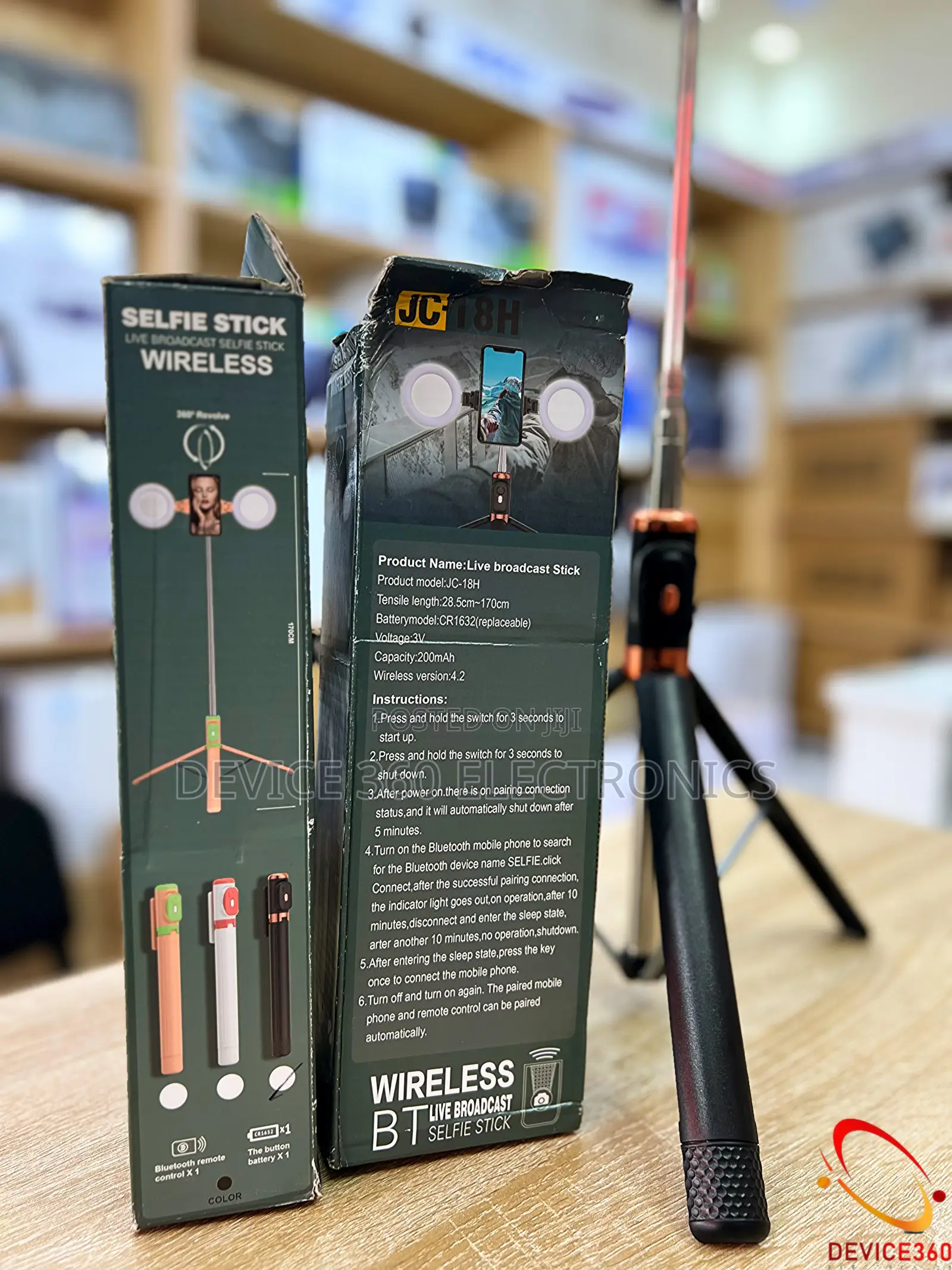 Wireless Selfie Sticks W/ Two Miniring Lights Tripod Stand