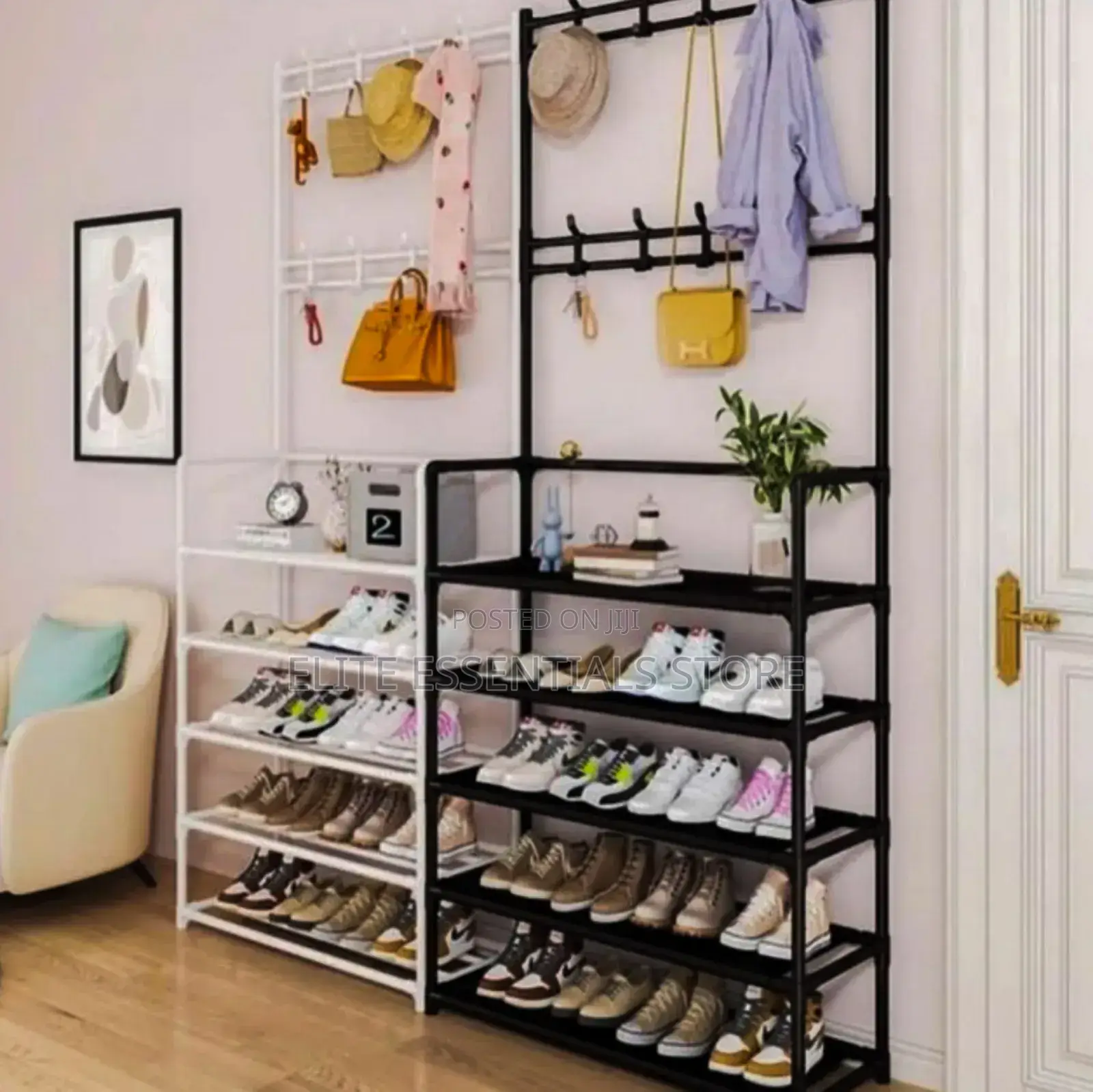Multipurpose Storage Rack With Hangers for Different Items