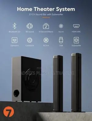 Media7plus Super Bass Bluetooth Sound Bar Woofer Set - 60w
