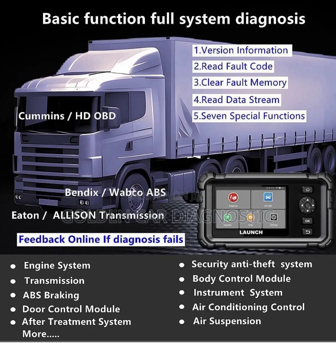 Launch Crp129 Heavy Duty Obd2 Truck Diagnostic Scanner