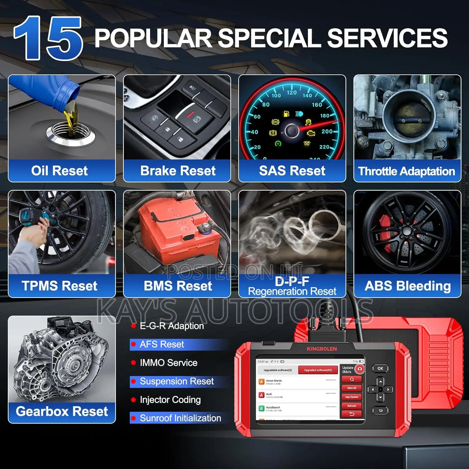 Kingbolen S800 Car Scanner 4systems, 15 Resets, Free Uodate