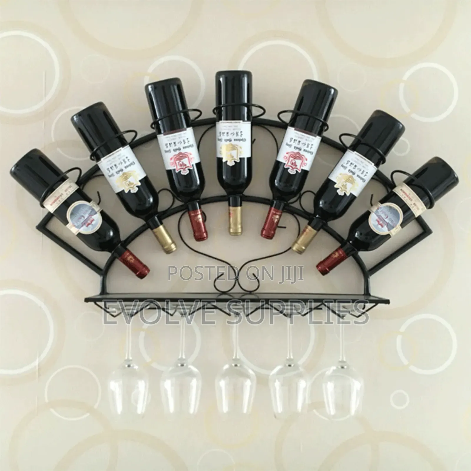 Mounted Wine Bottle Rack With Glass Holder