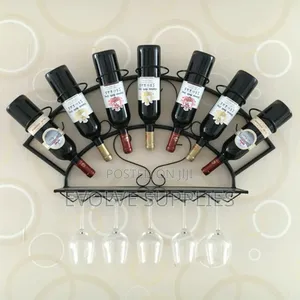 Mounted Wine Bottle Rack With Glass Holder