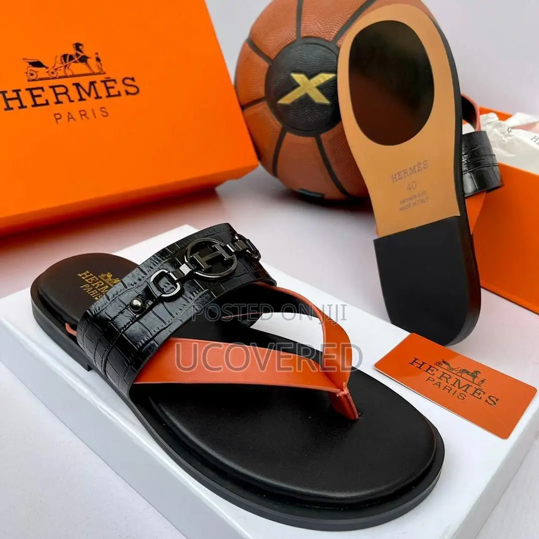 Hermes Men’S Leather Slippers