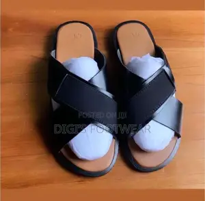 Black Executive Double Strapped Crossed Slippers