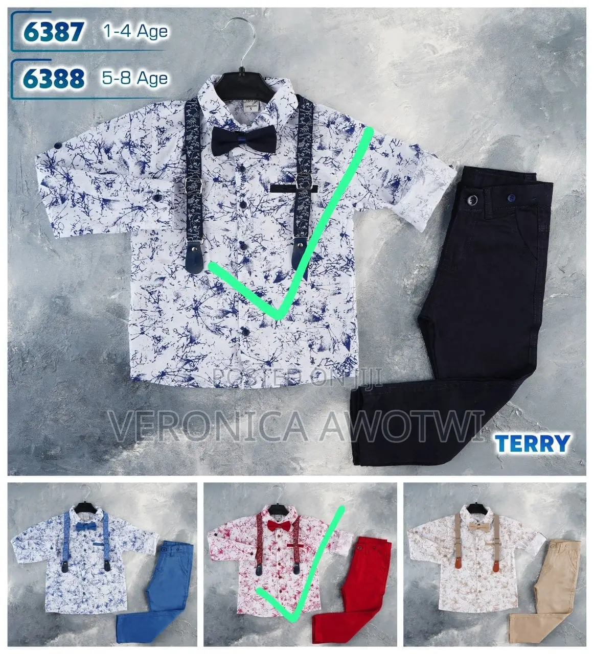 Terry 2 Piece With Suspender and Tie