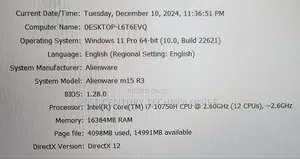 Laptop Dell Alienware M15X 16GB Intel Core I7 SSD 512GB