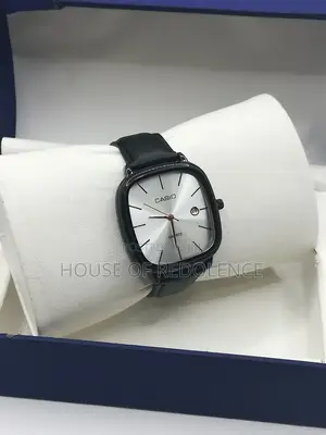 Black Leather Casio Watch