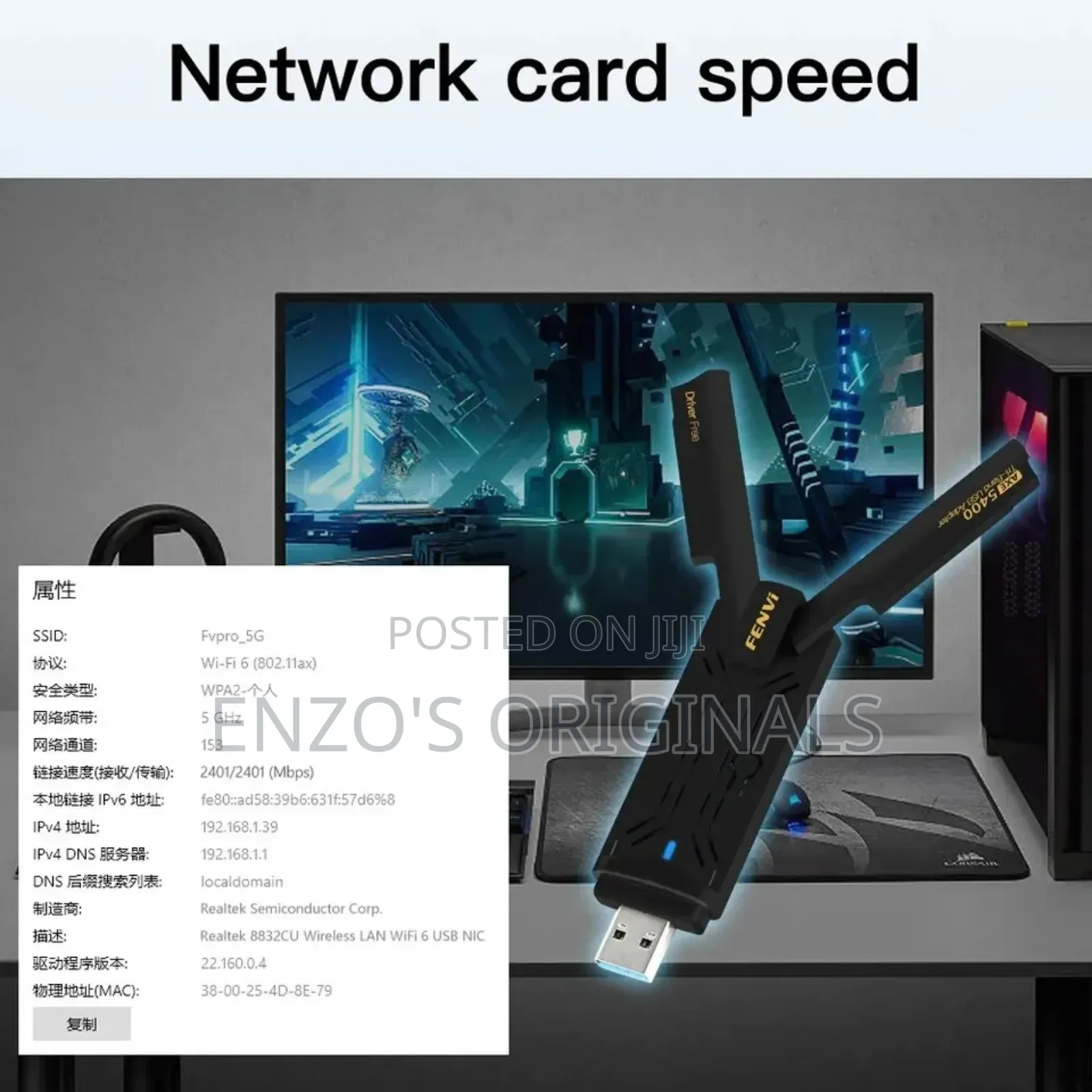 Usb Wifi 6e Adapter Axe5400 Original Fenvi Brand Wifi 6e