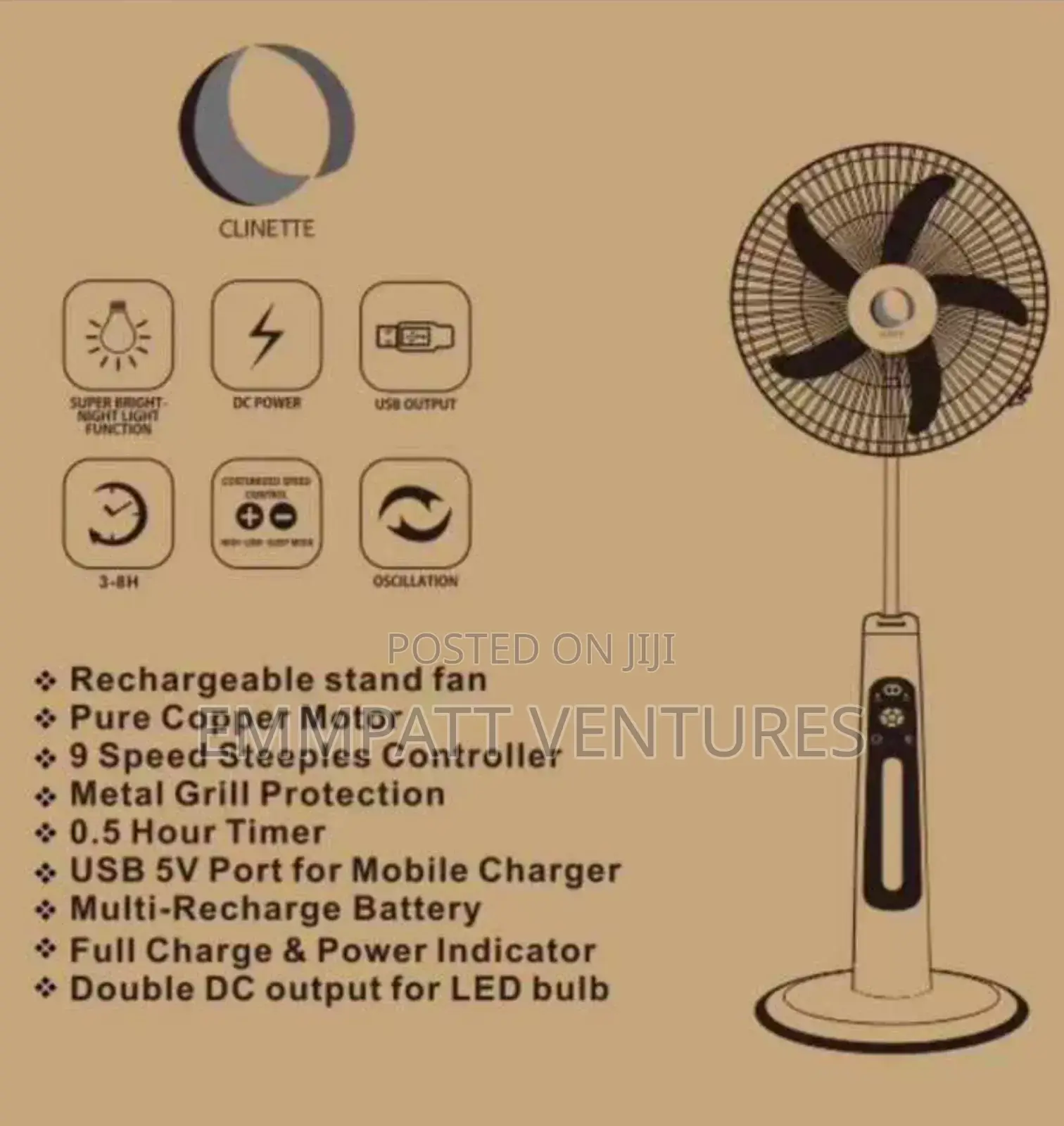 12 Hours Rechargeable Fan