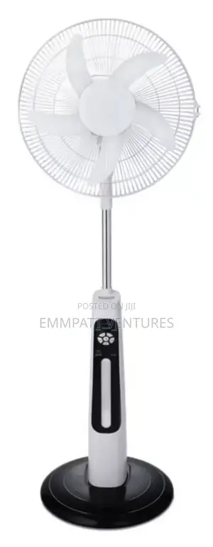 16" Solar Rechargeable Fan With 2 Extra Bulbs