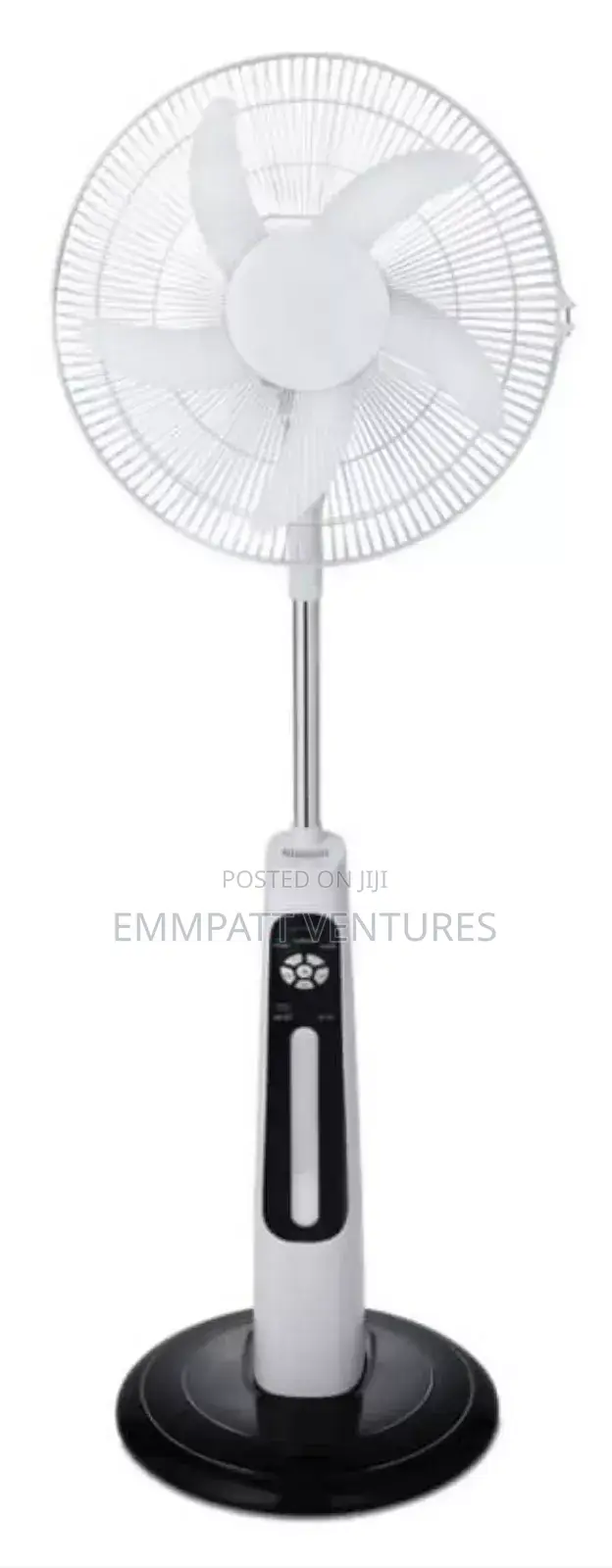 16" Solar Rechargeable Fan With 2 Extra Bulbs
