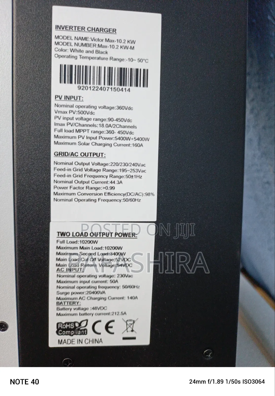 10200va 10.2kw 48v 160a MPPT Hybrid Inverter
