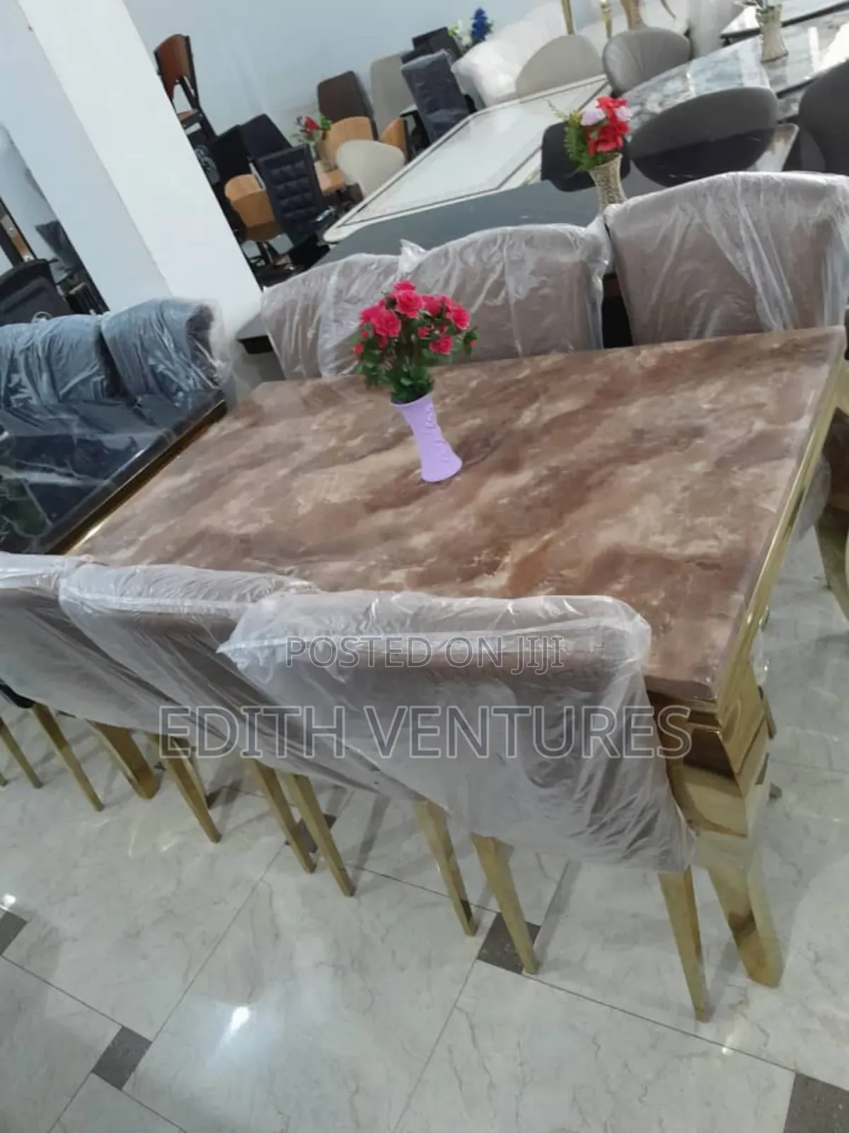 Marble Dining Table With Gold Legs With 6 Chairs