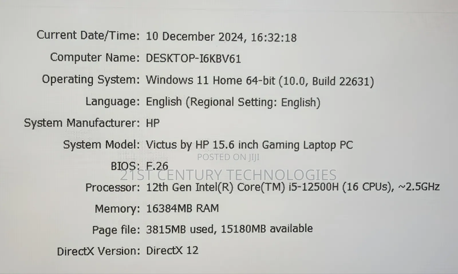 Laptop HP Victus 15 16GB Intel Core I3 SSD 1T