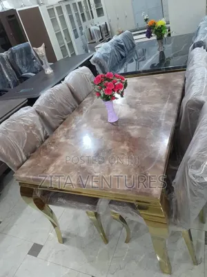 Marble Dining Set With Golden Legs